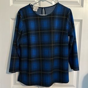 3/4 Sleeve Plaid Shirt - M Van Heusen Stretch Extensible